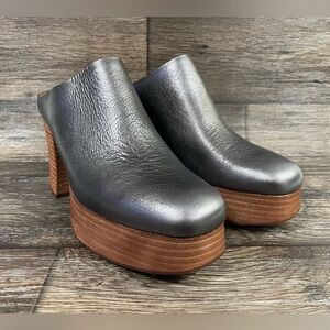 KORK-EASE women’s veronica clog shoes platform mule‎ in silver NWOB SZ 10